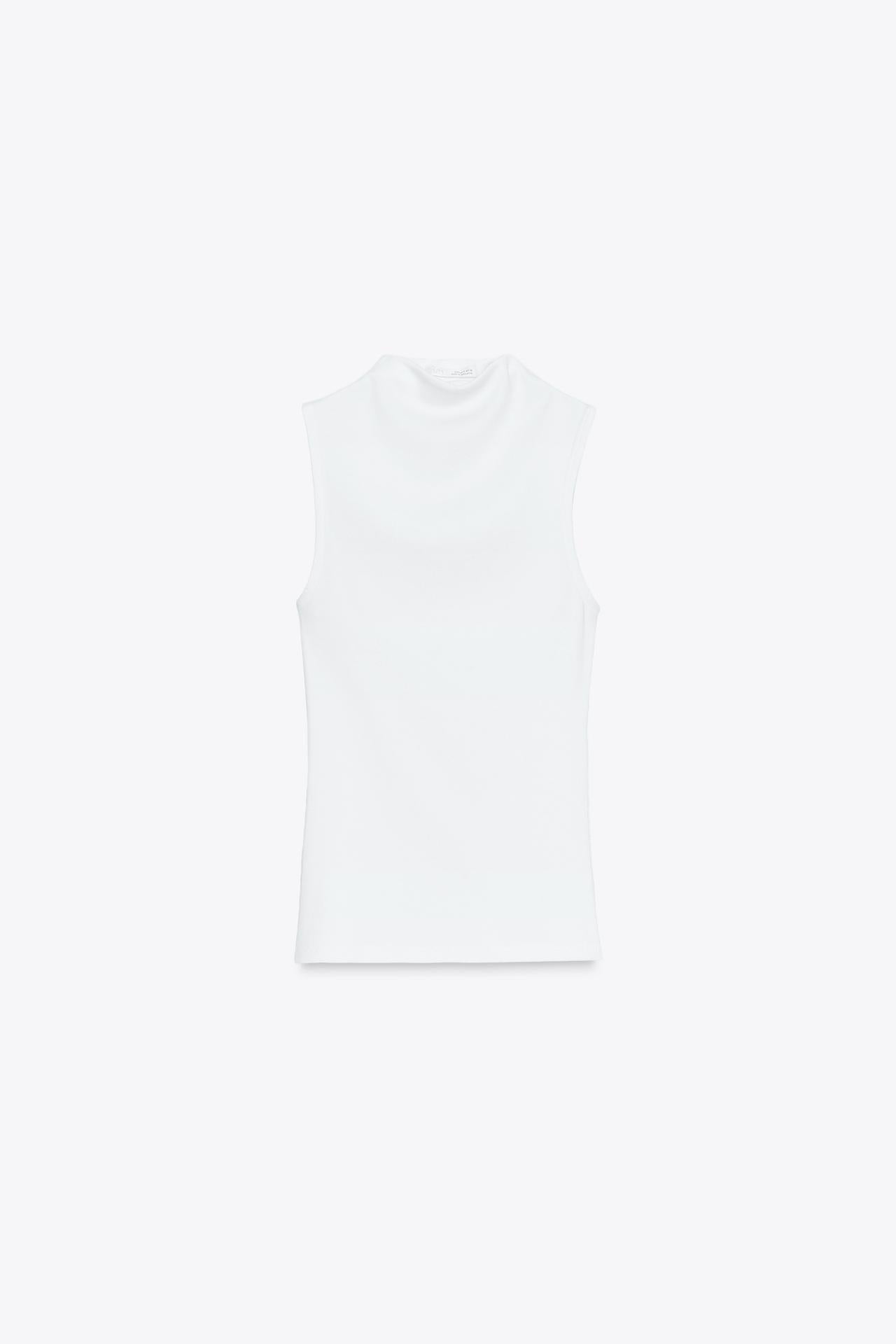 The Muse White Sleeveless Mock Neck Top