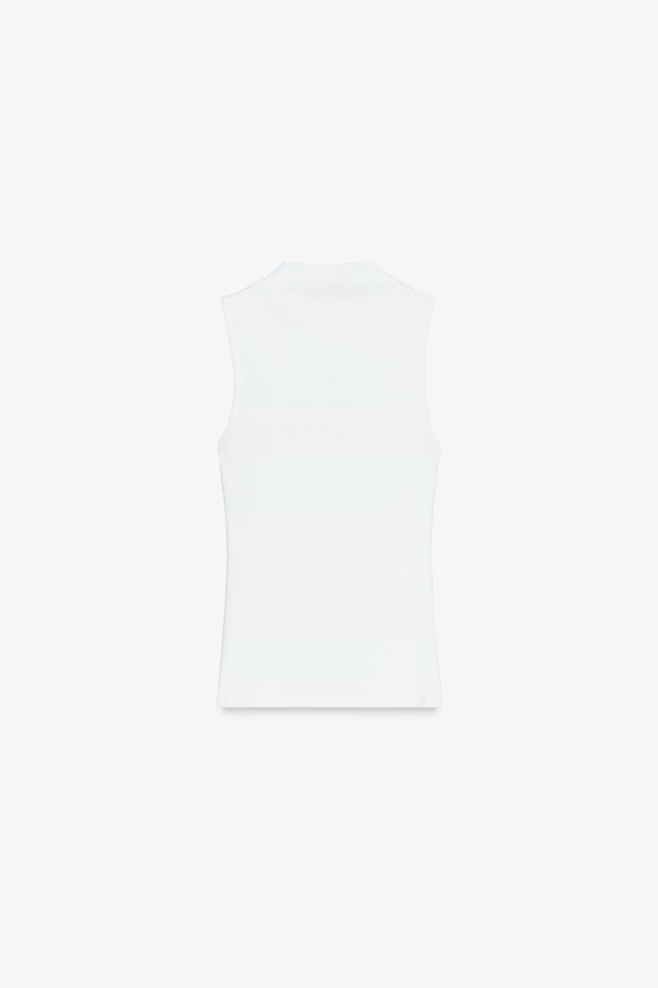 The Muse White Sleeveless Mock Neck Top