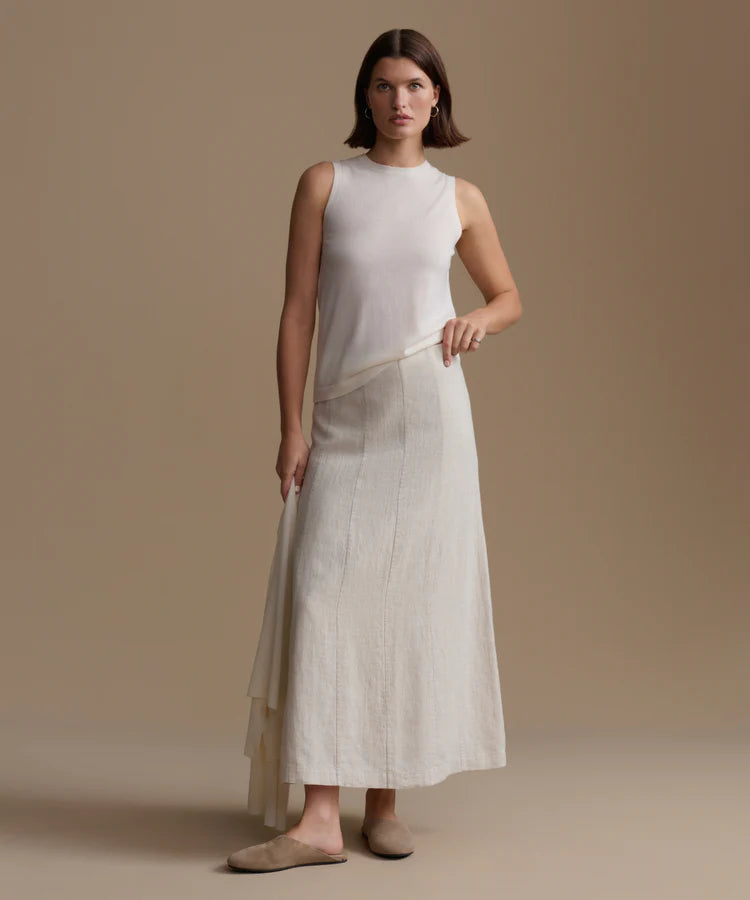 The Muse Ivory Sleeveless Mock Neck Top