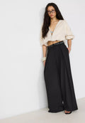 Maxi Dart Black Pleated Pants