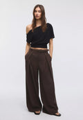 Maxi Dart Dark Brown Pleated Pants