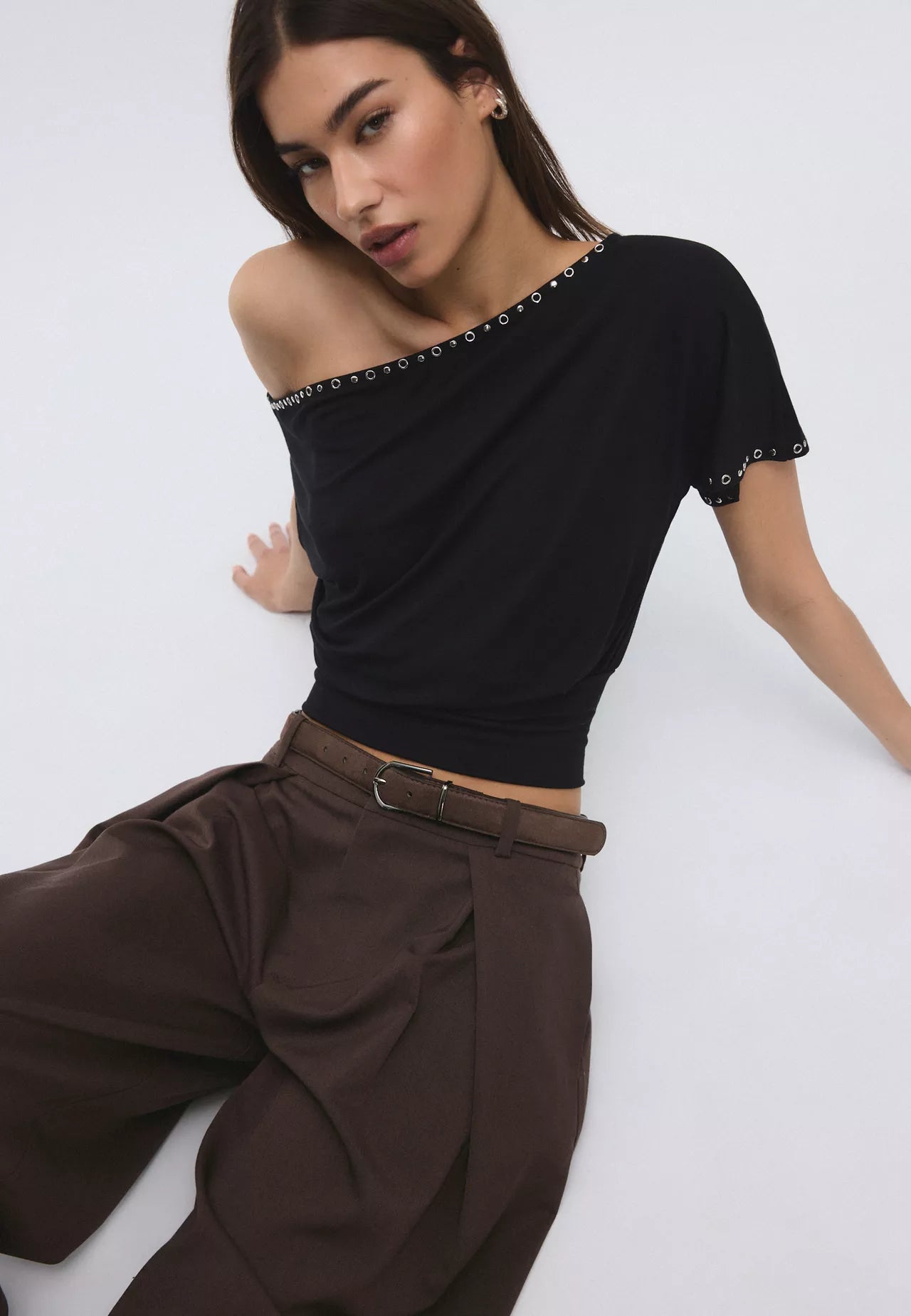 Maxi Dart Dark Brown Pleated Pants