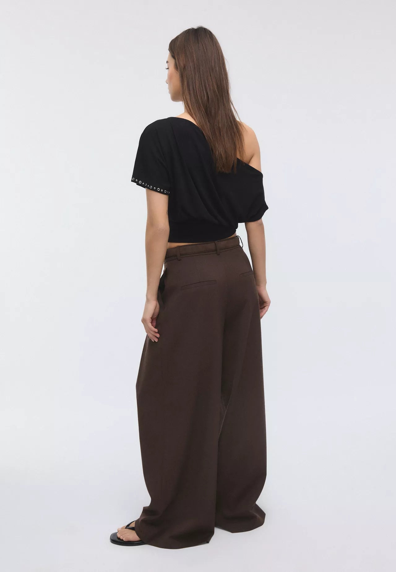 Maxi Dart Dark Brown Pleated Pants