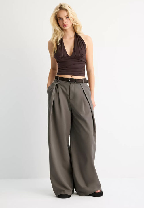Maxi Dart Brown Pleated Pants