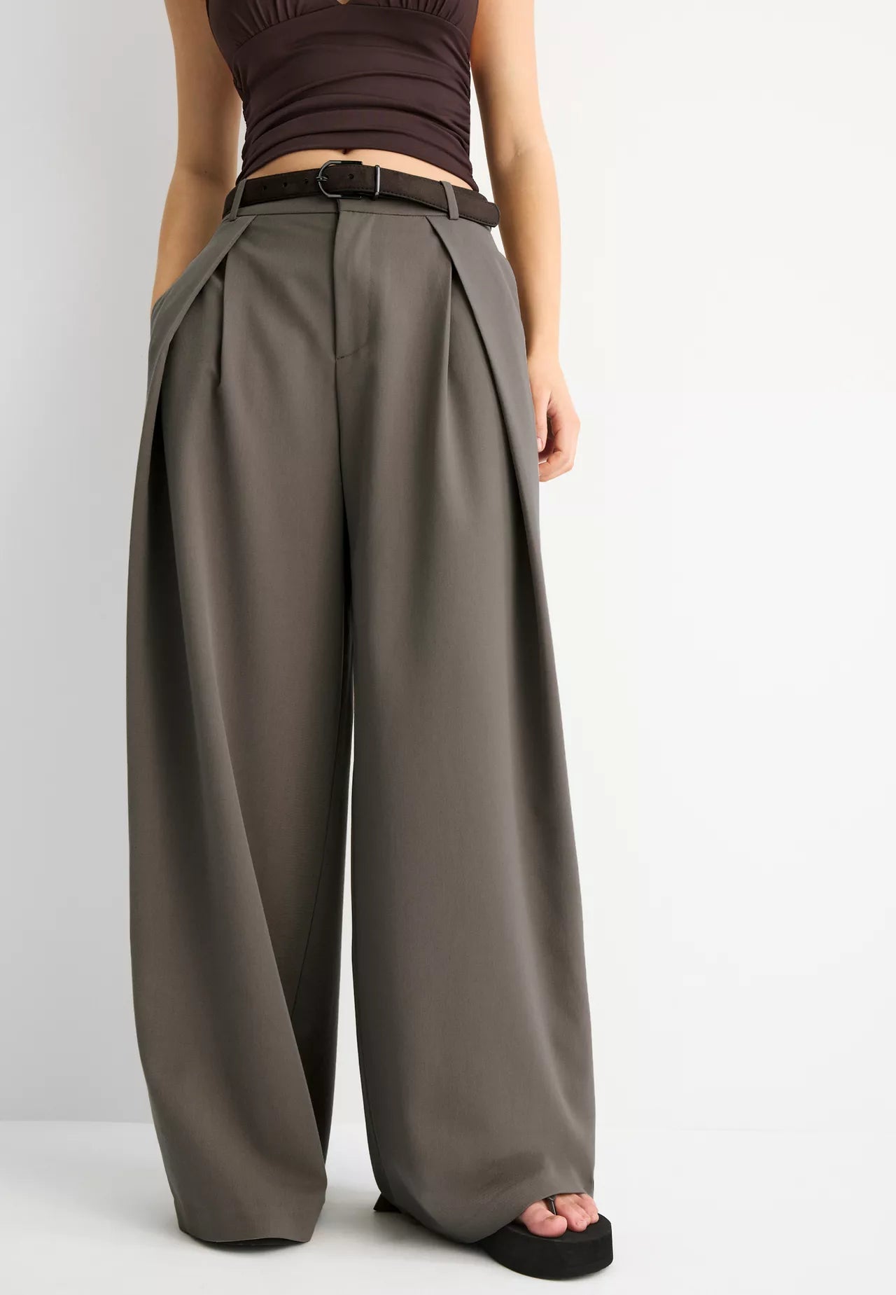 Maxi Dart Brown Pleated Pants