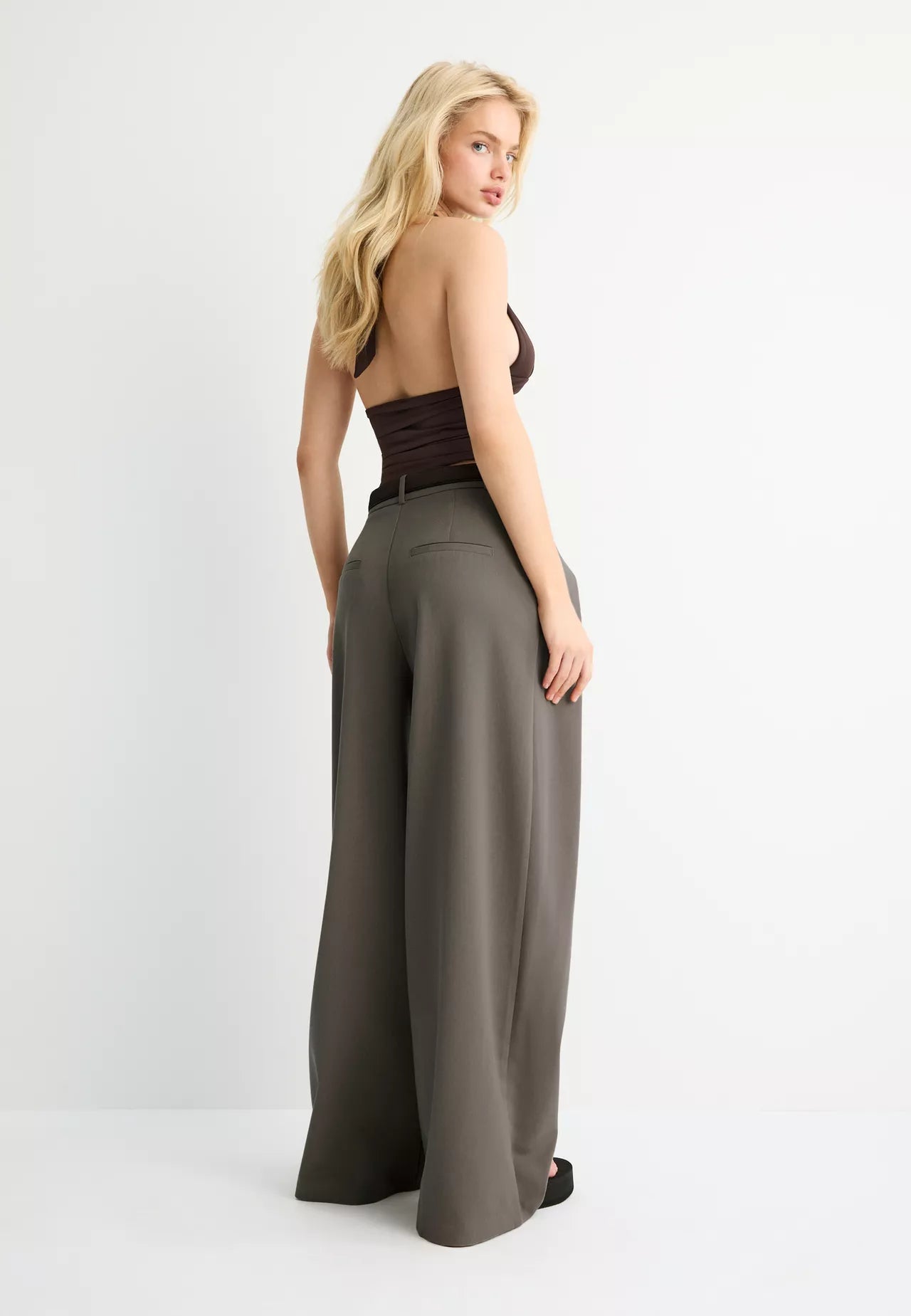 Maxi Dart Brown Pleated Pants