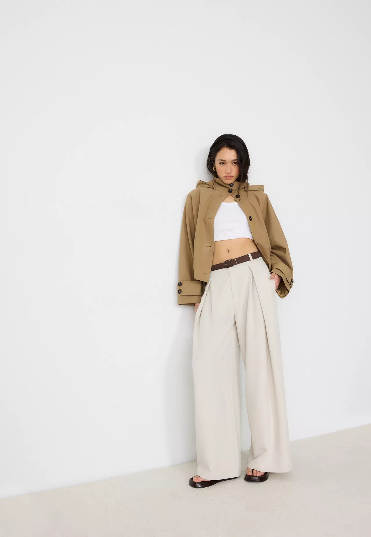 Maxi Dart Beige Pleated Pants