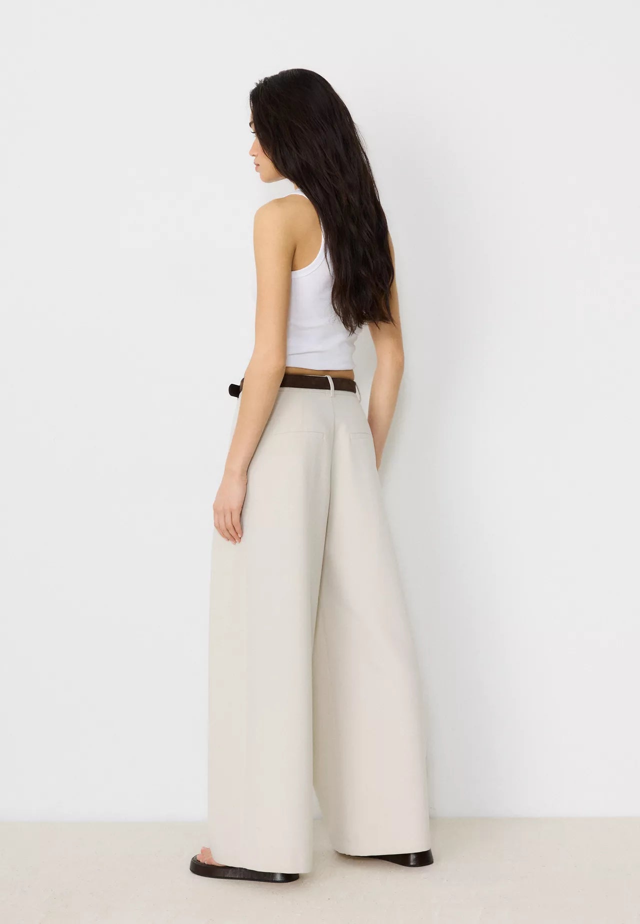 Maxi Dart Beige Pleated Pants