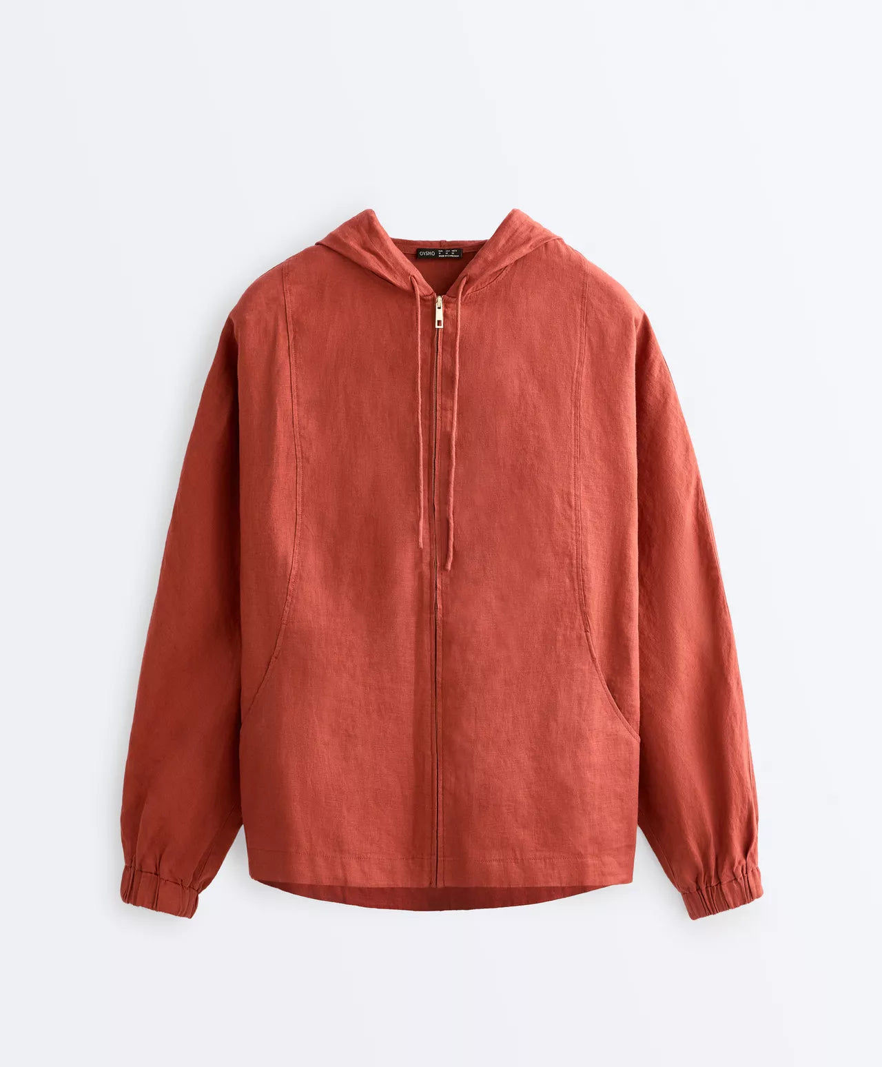 The Ease Red Orange Linen Hooded Jacket