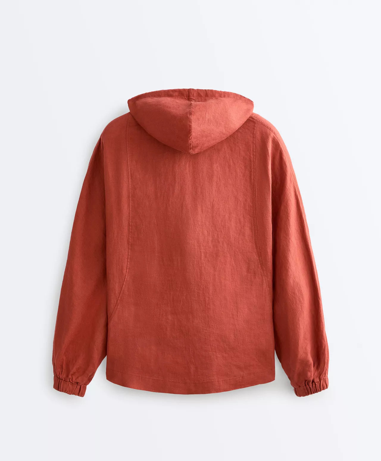 The Ease Red Orange Linen Hooded Jacket