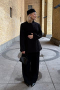 Wide-Leg Black Pleated Pants