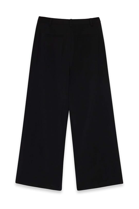 Wide-Leg Black Pleated Pants