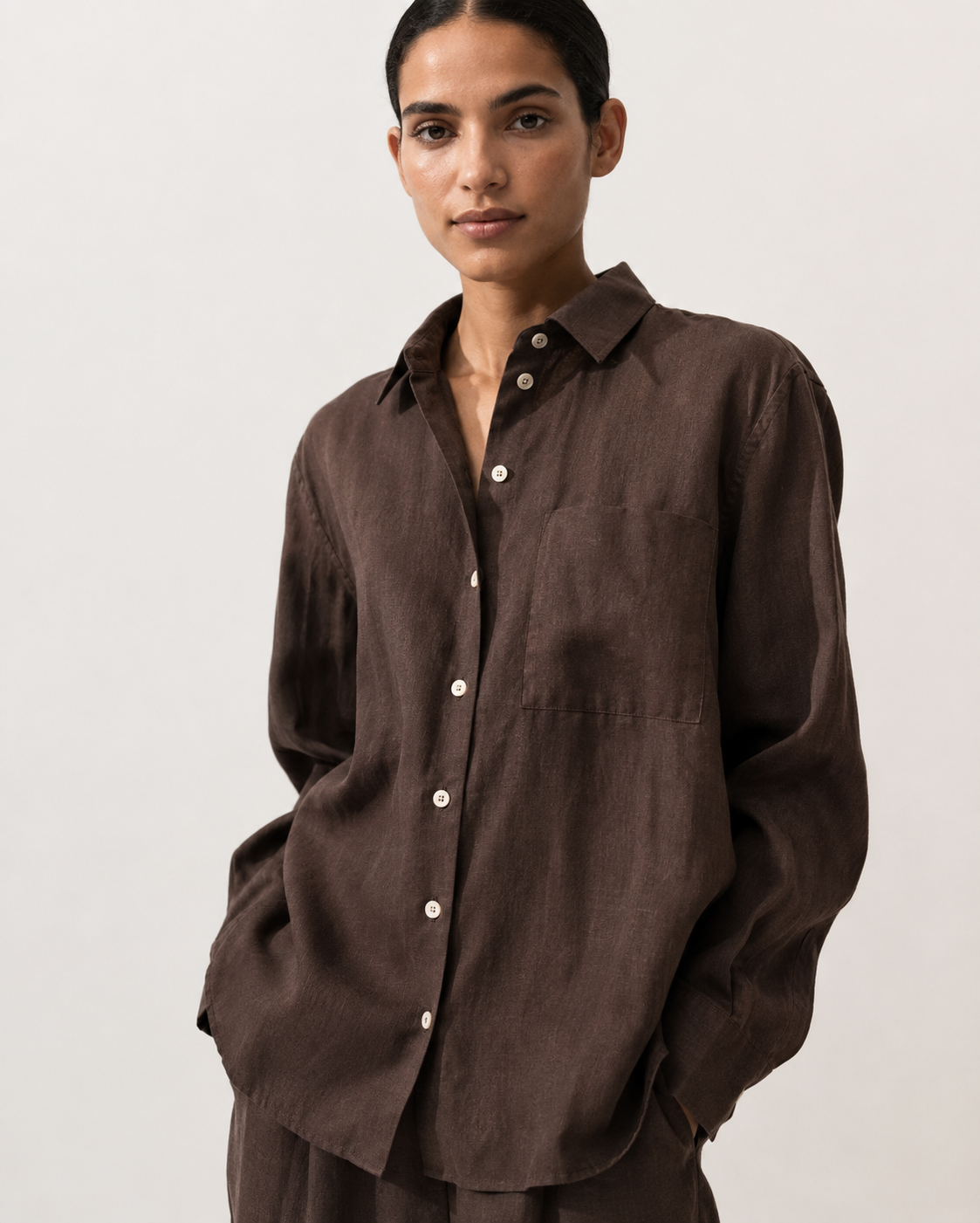 Oversized Brown Linen Shirt