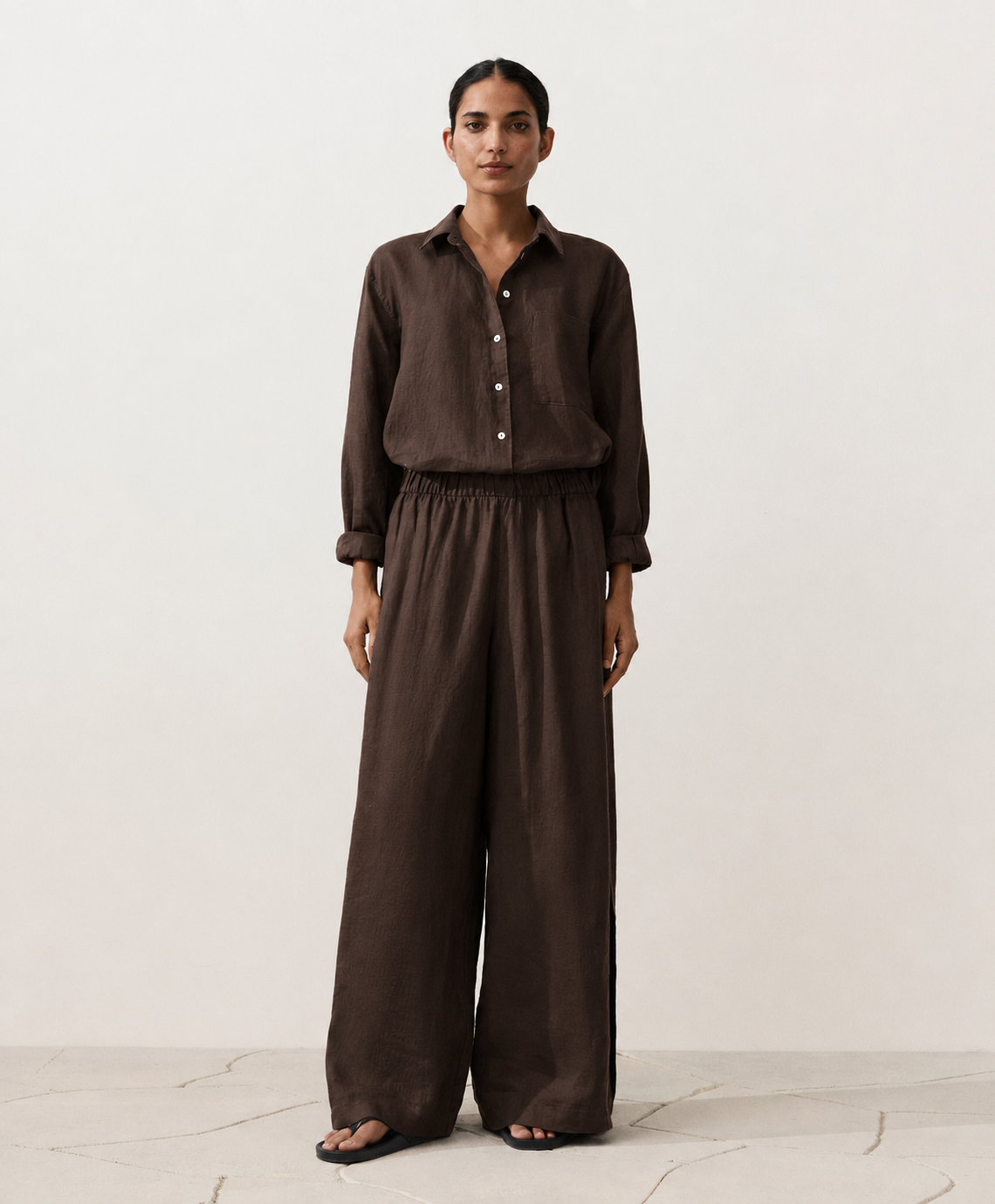 Oversized Brown Linen Shirt