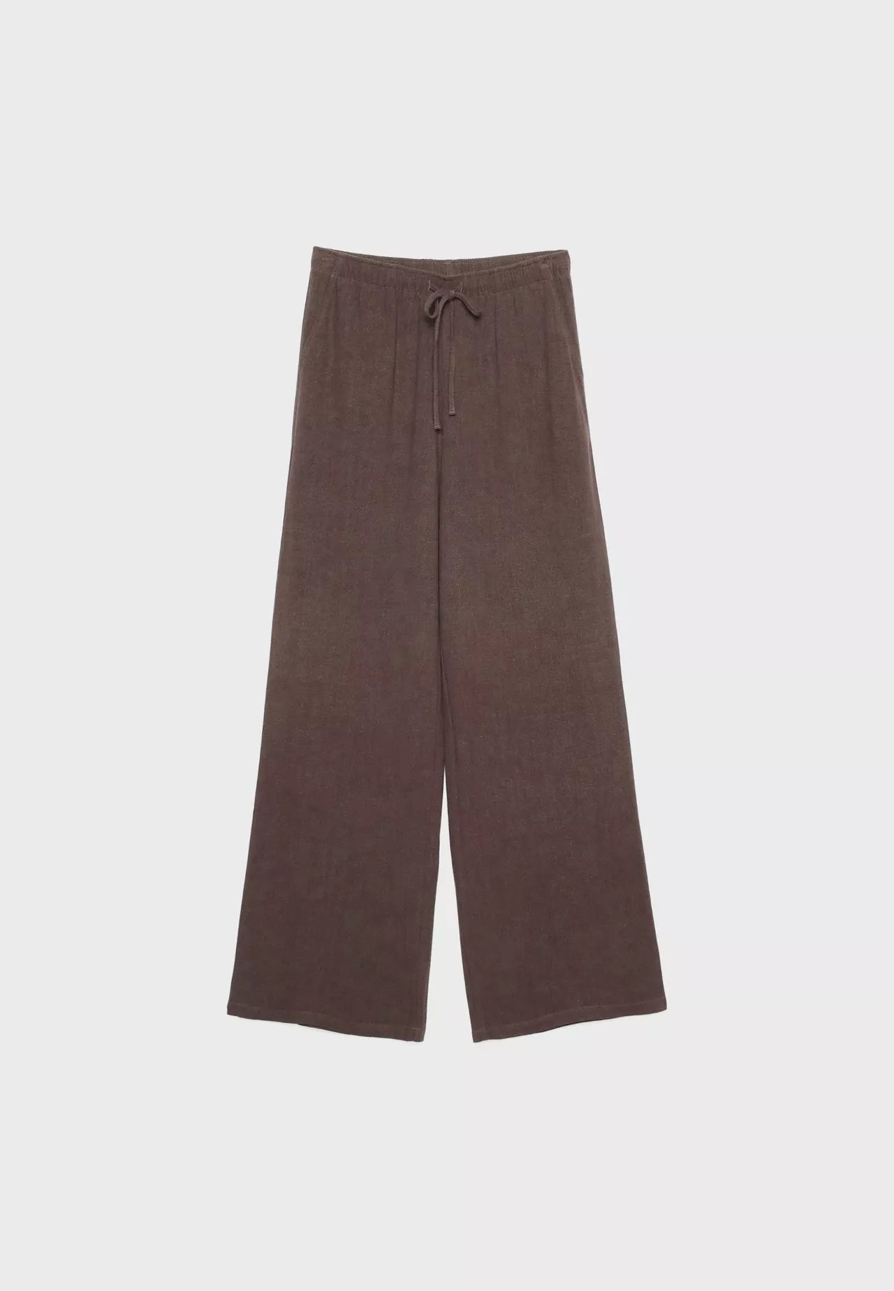 Straight-Leg Brown Linen Pant