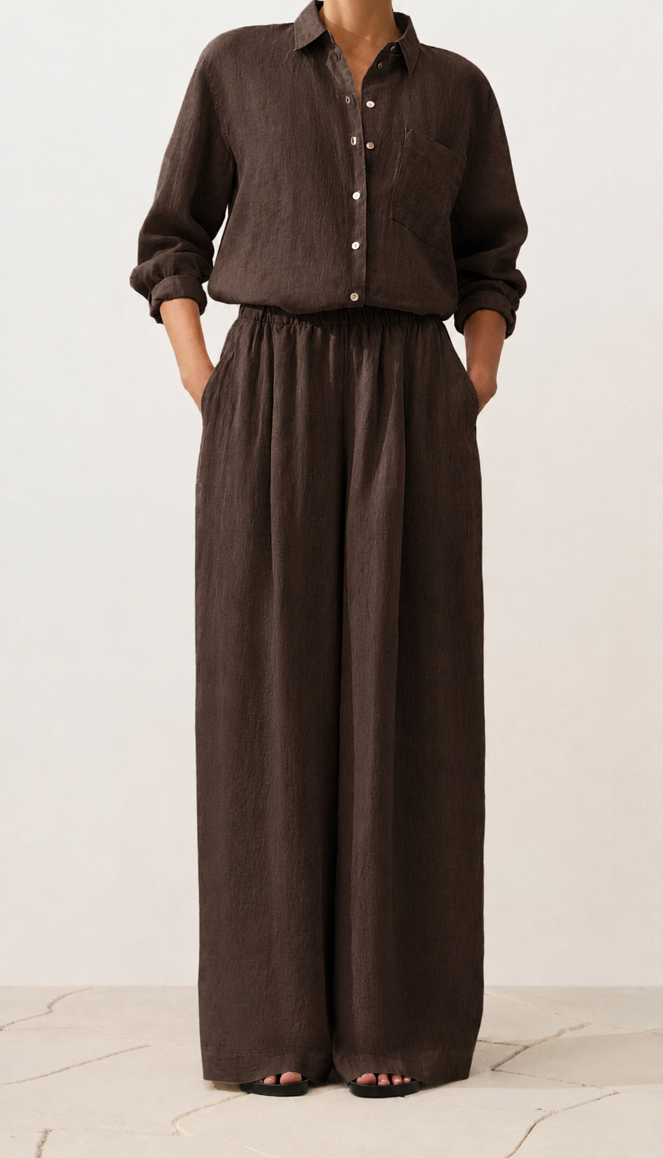 Oversized Brown Linen Shirt