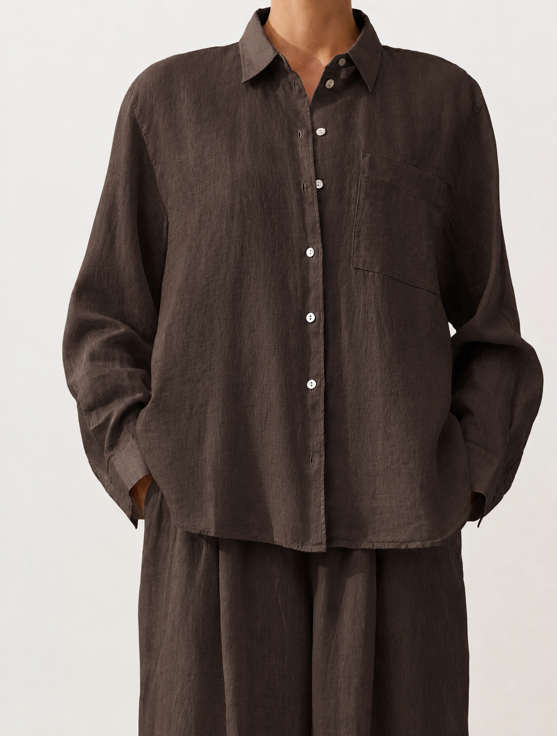 Oversized Brown Linen Shirt