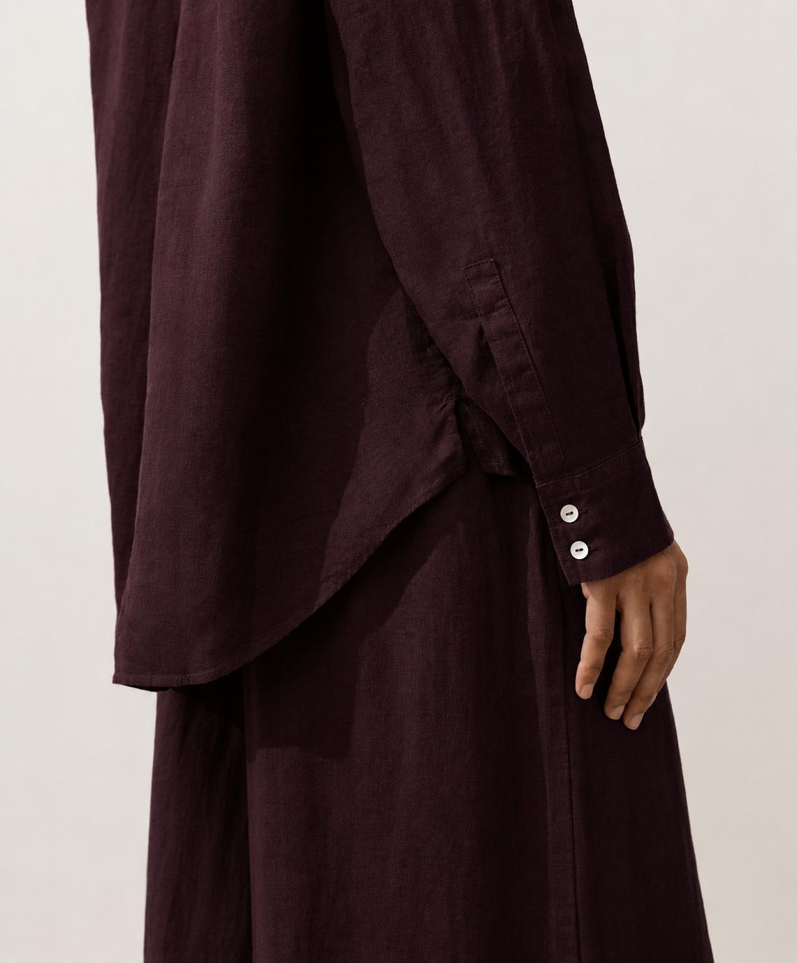 Oversized Burgundy Linen Shirt