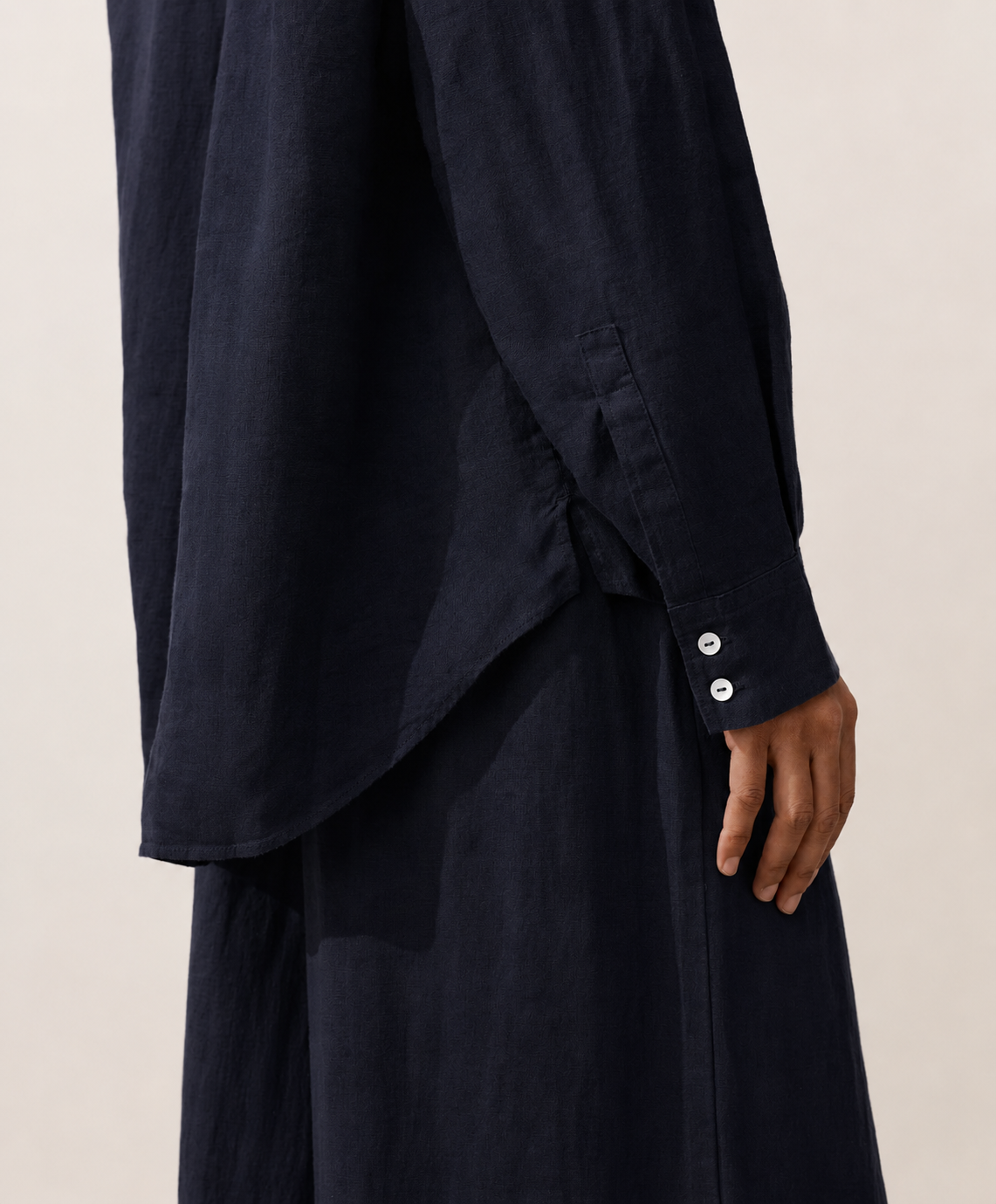 Oversized Dark Navy Linen Shirt