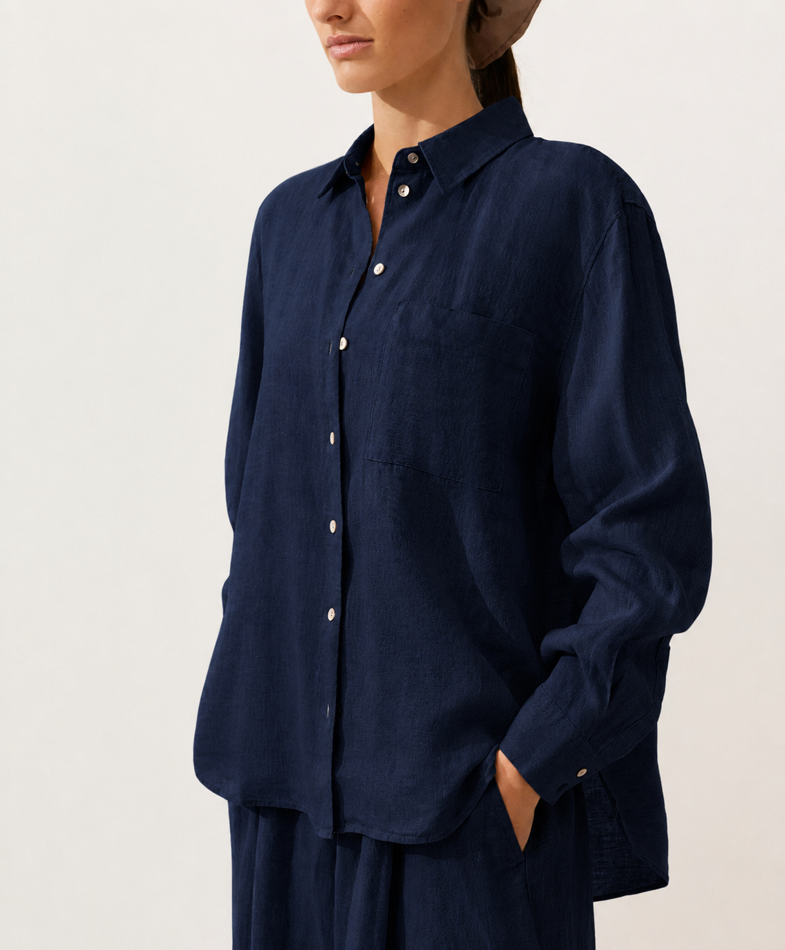 Oversized Dark Navy Linen Shirt
