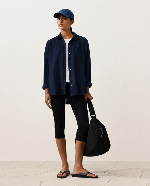 Oversized Dark Navy Linen Shirt
