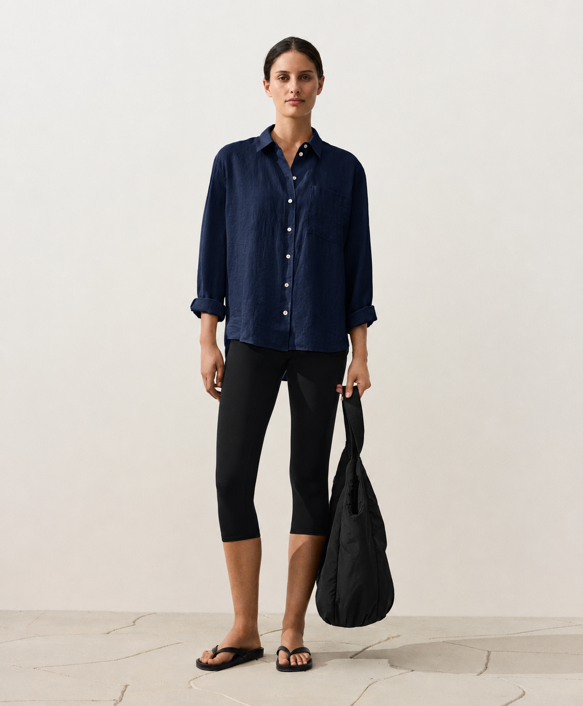 Oversized Dark Navy Linen Shirt