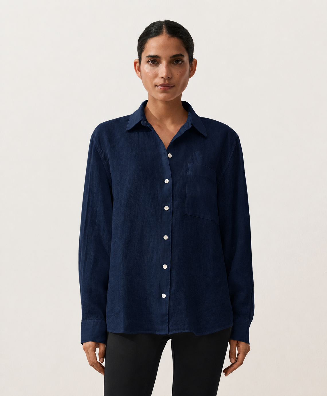 Oversized Dark Navy Linen Shirt