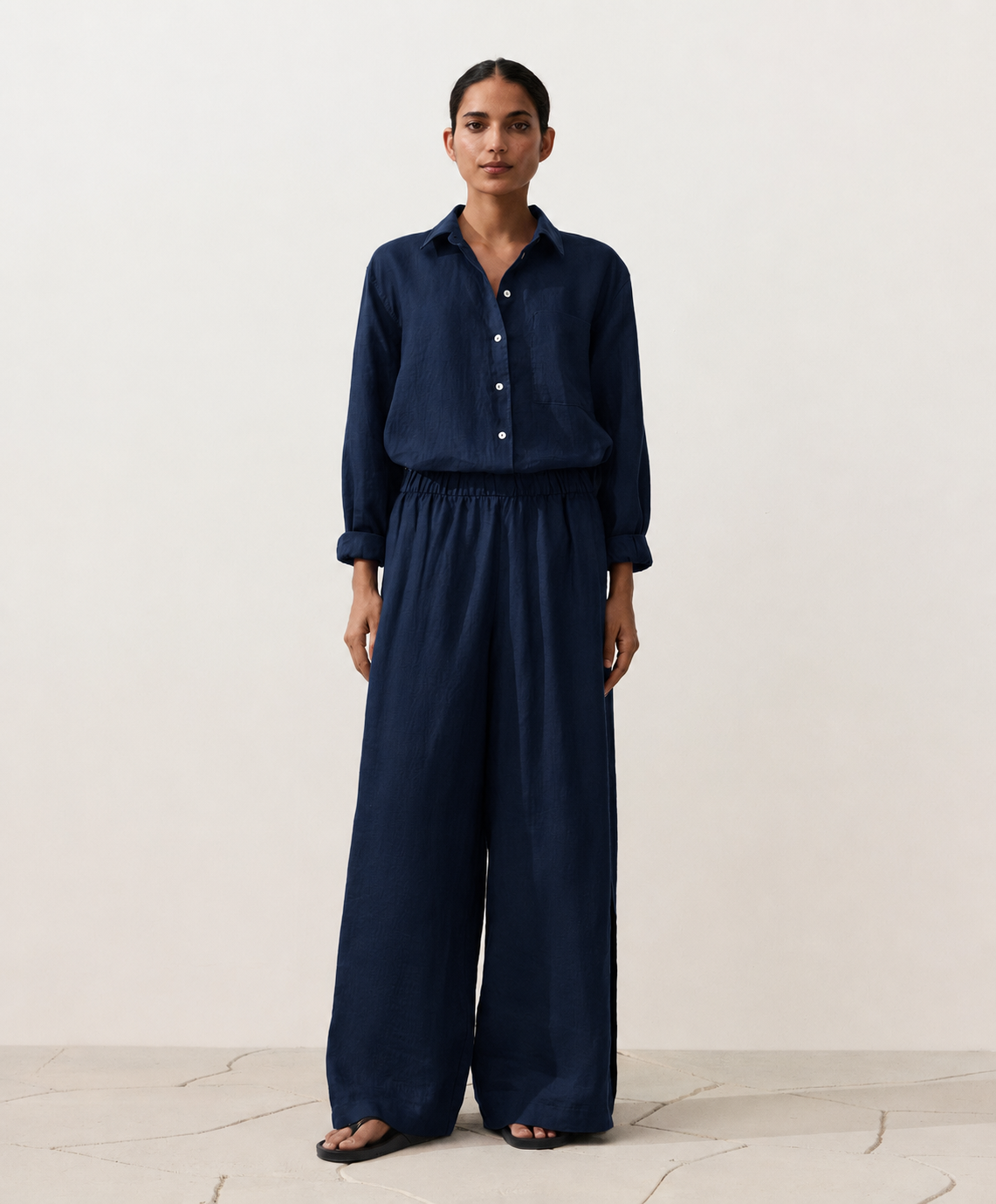 Oversized Dark Navy Linen Shirt
