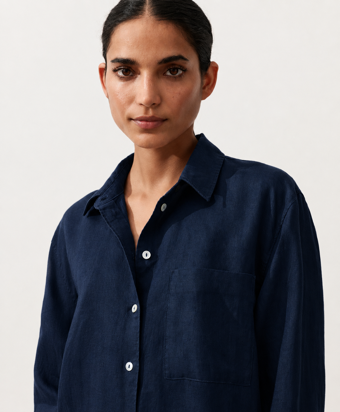 Oversized Dark Navy Linen Shirt