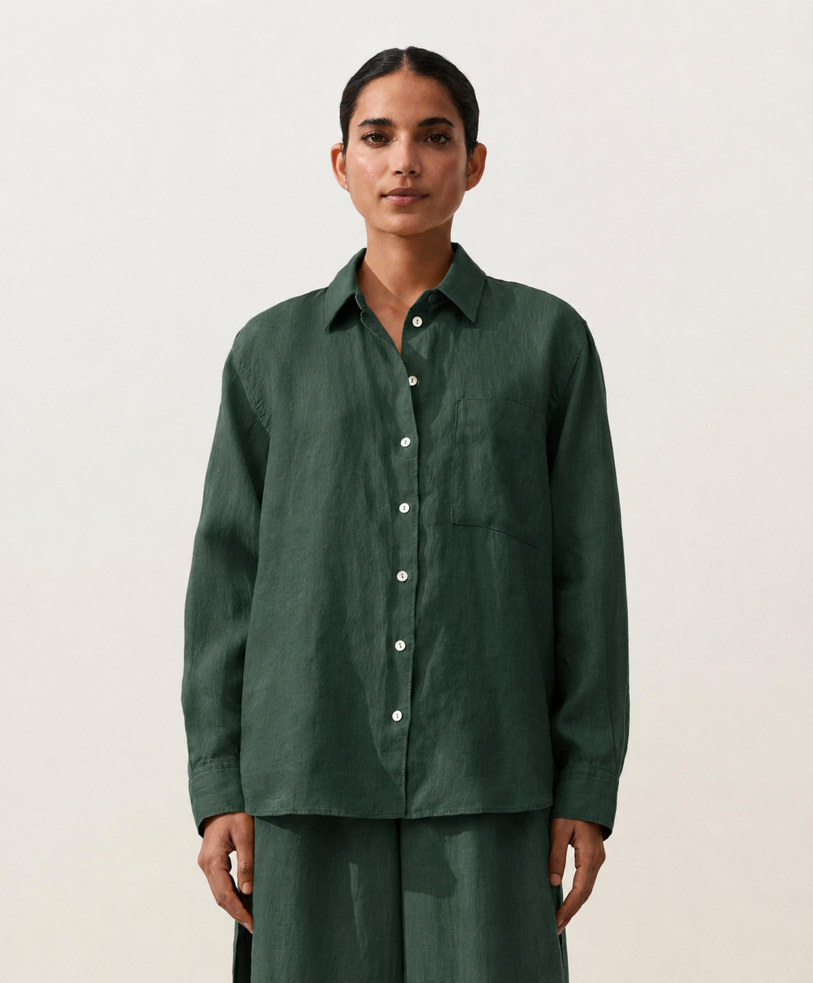 Oversized Green Linen Shirt