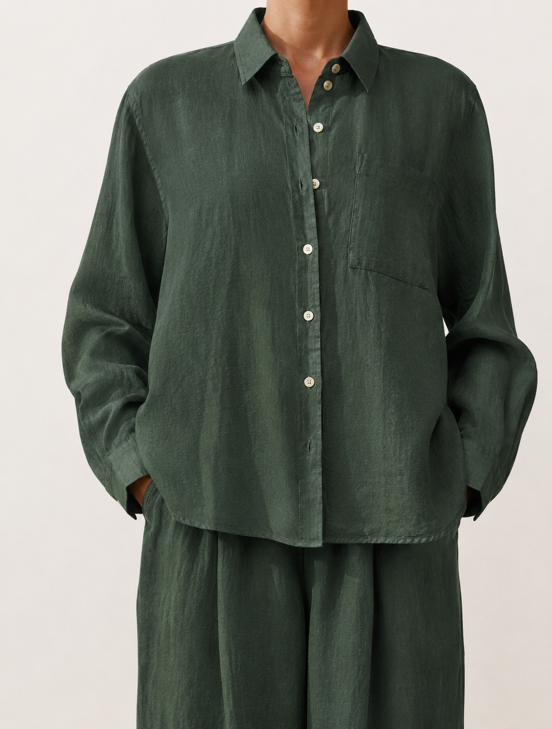 Oversized Green Linen Shirt