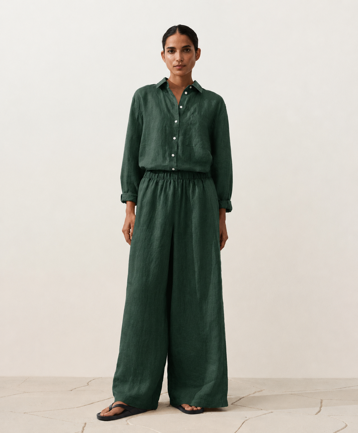 Oversized Green Linen Shirt
