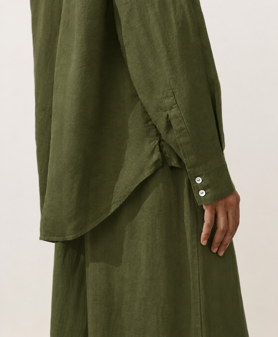 Oversized Olive Linen Shirt