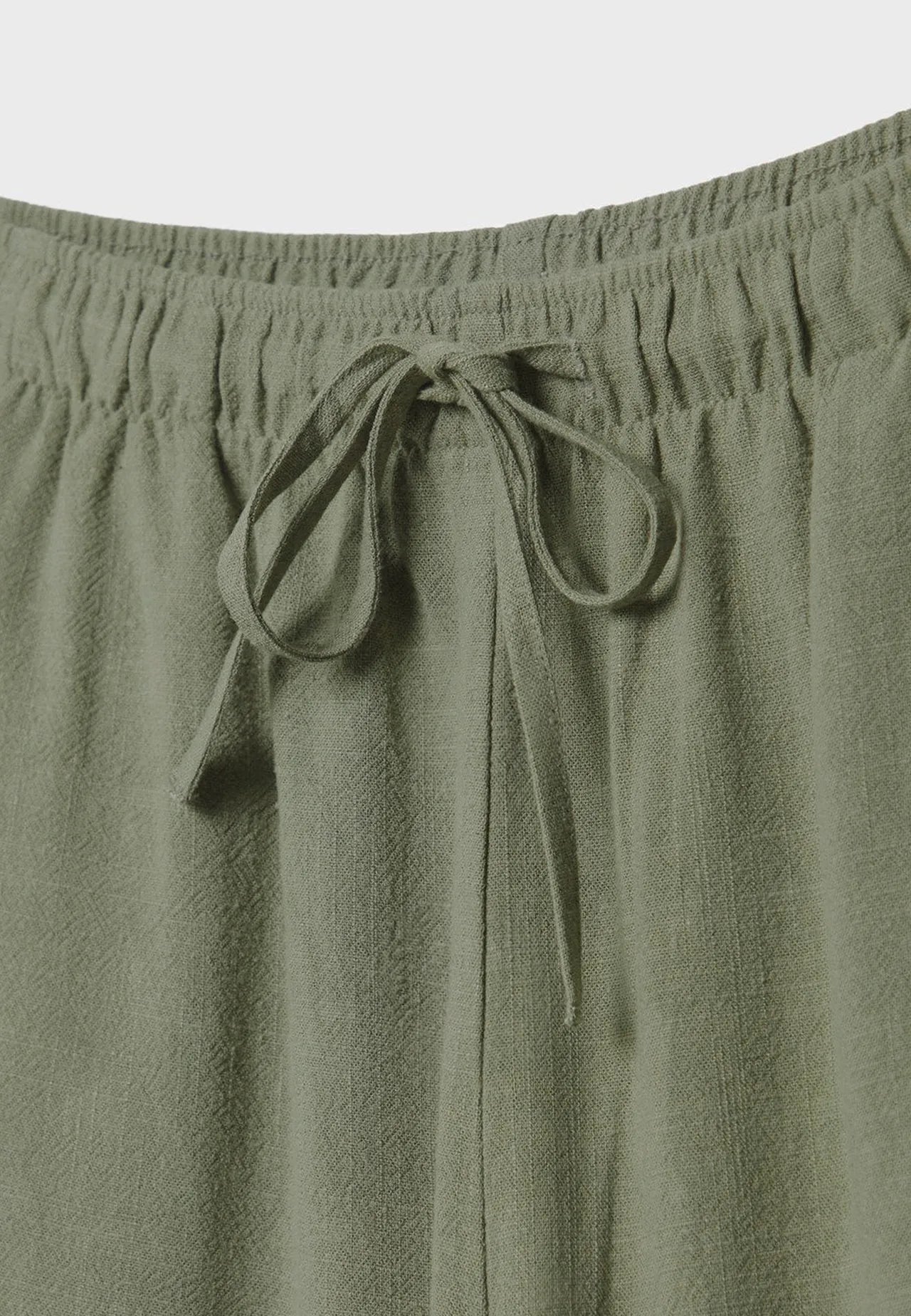Straight-Leg Olive Linen Pant