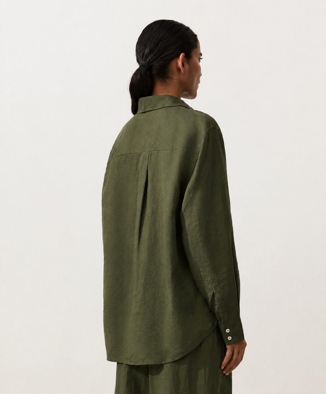 Oversized Olive Linen Shirt