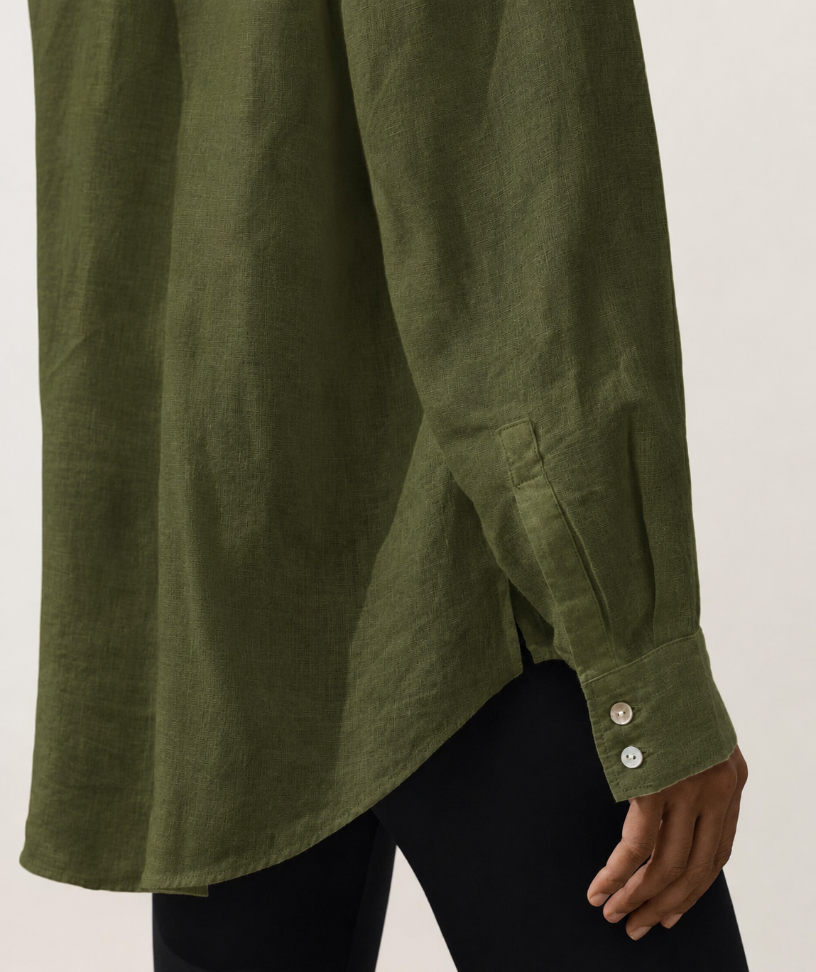Oversized Olive Linen Shirt