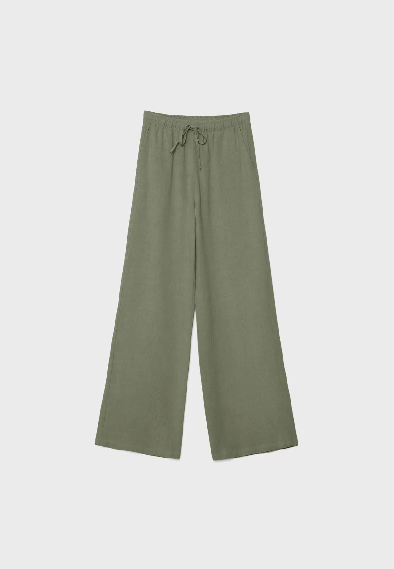 Straight-Leg Olive Linen Pant