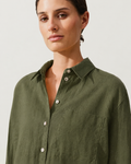 Oversized Olive Linen Shirt