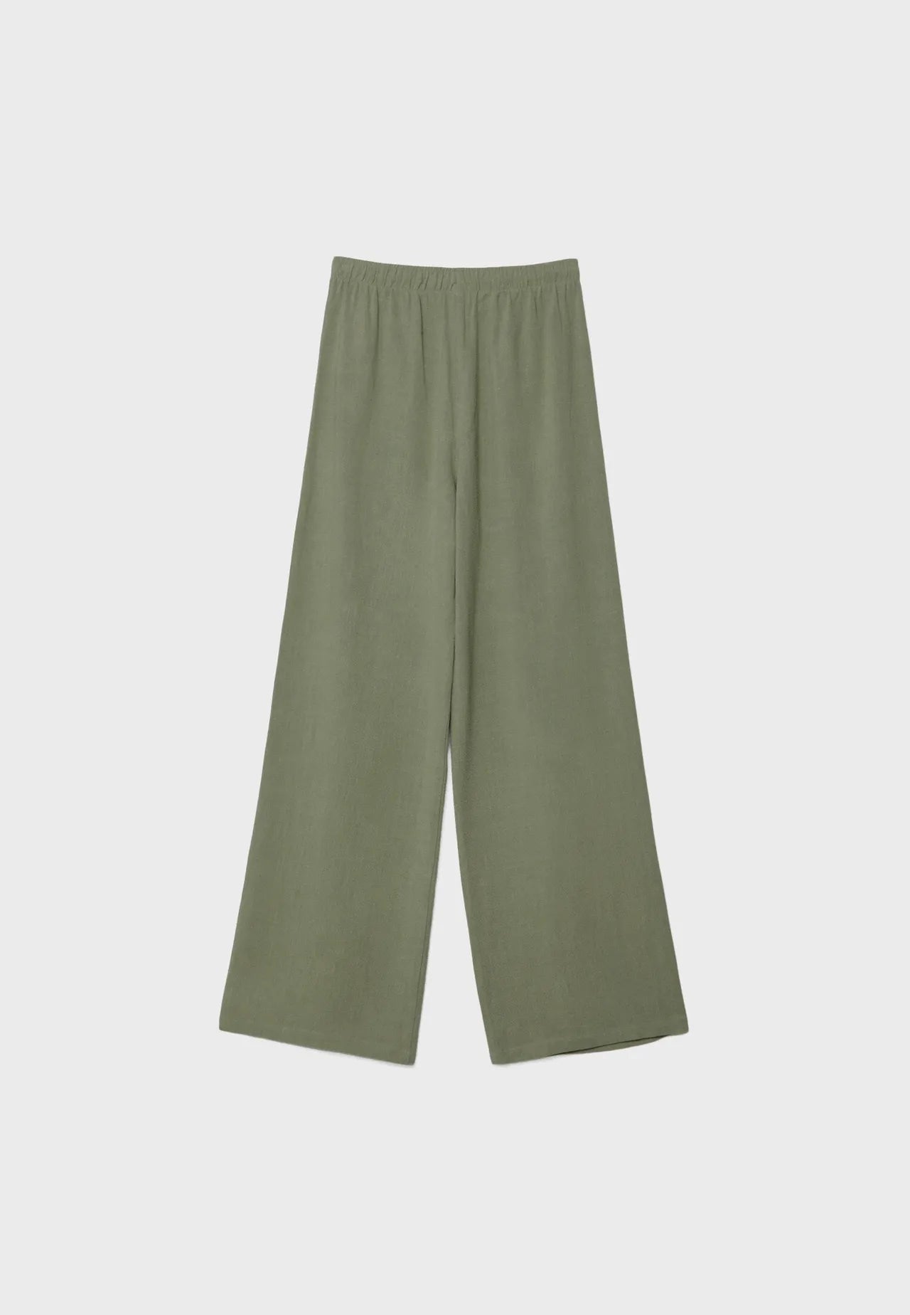 Straight-Leg Olive Linen Pant