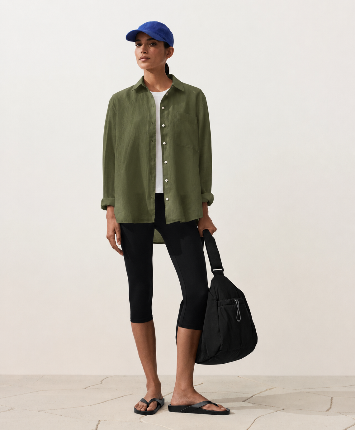 Oversized Olive Linen Shirt