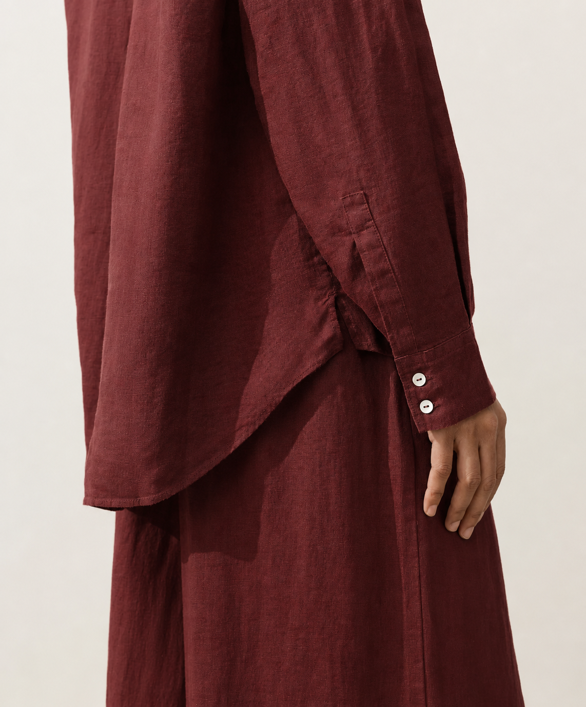 Oversized Orange Red Linen Shirt