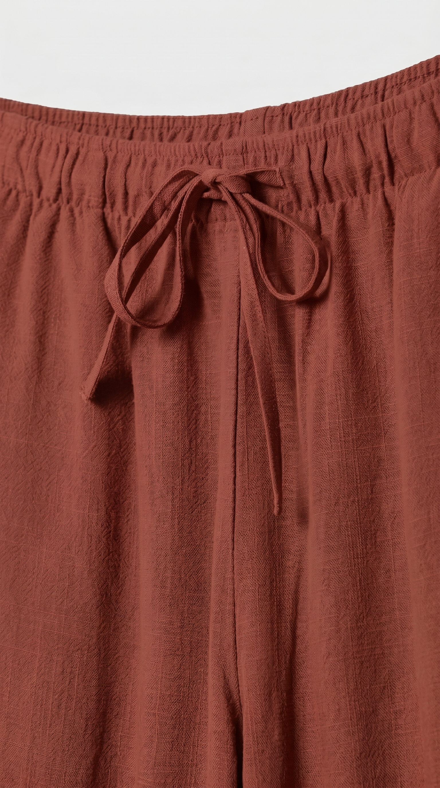 Straight-Leg Orange Red Linen Pant
