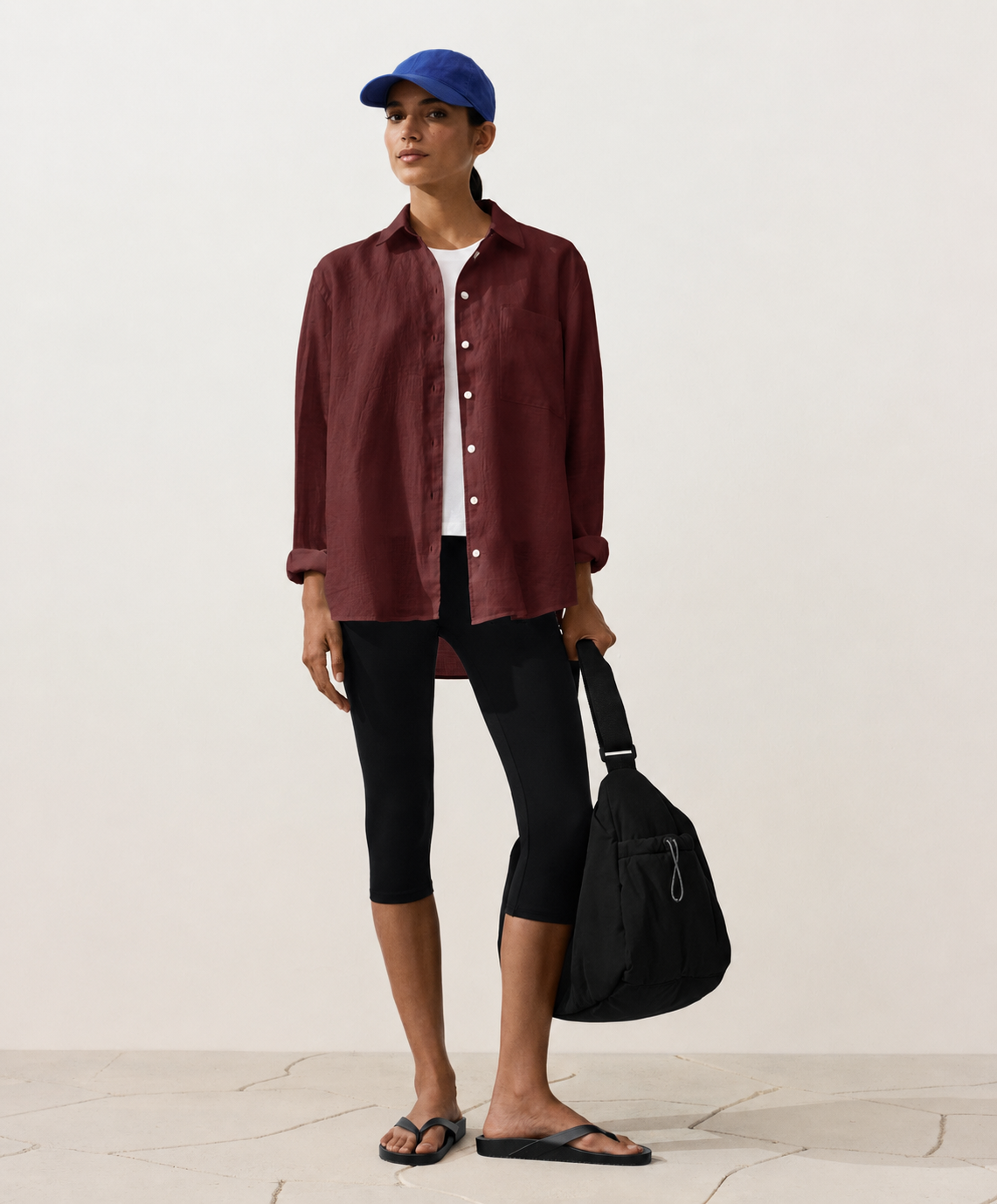 Oversized Orange Red Linen Shirt