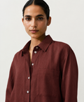 Oversized Orange Red Linen Shirt