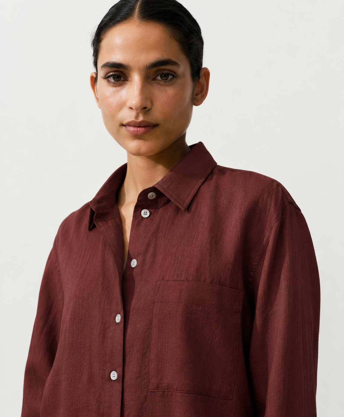 Oversized Orange Red Linen Shirt
