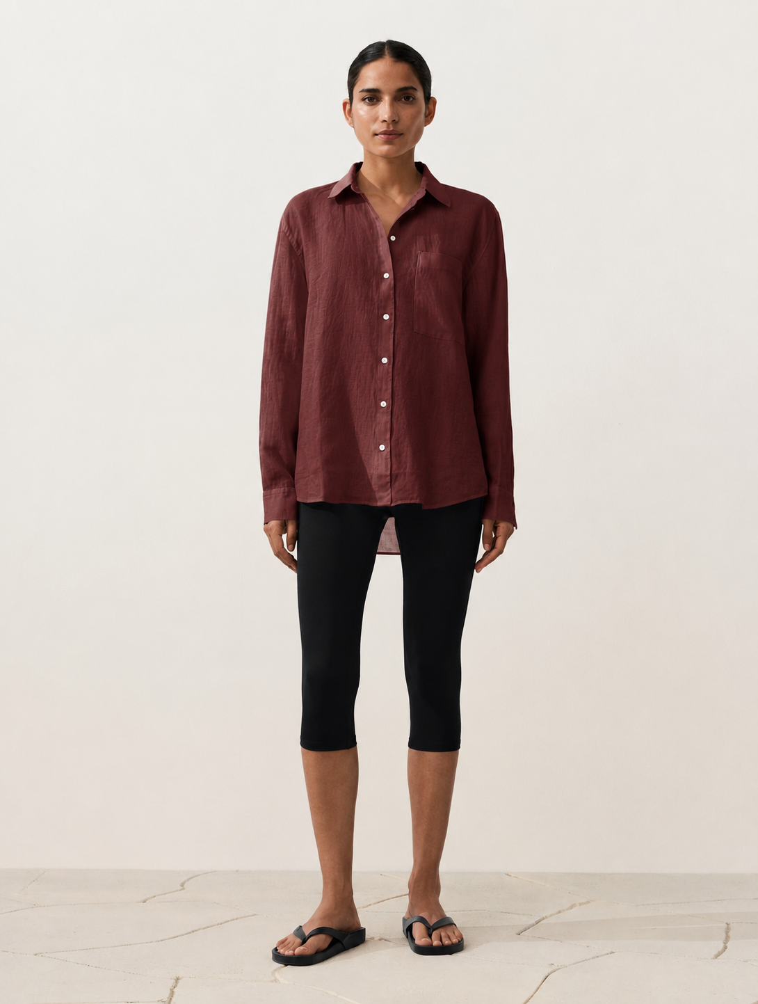 Oversized Orange Red Linen Shirt