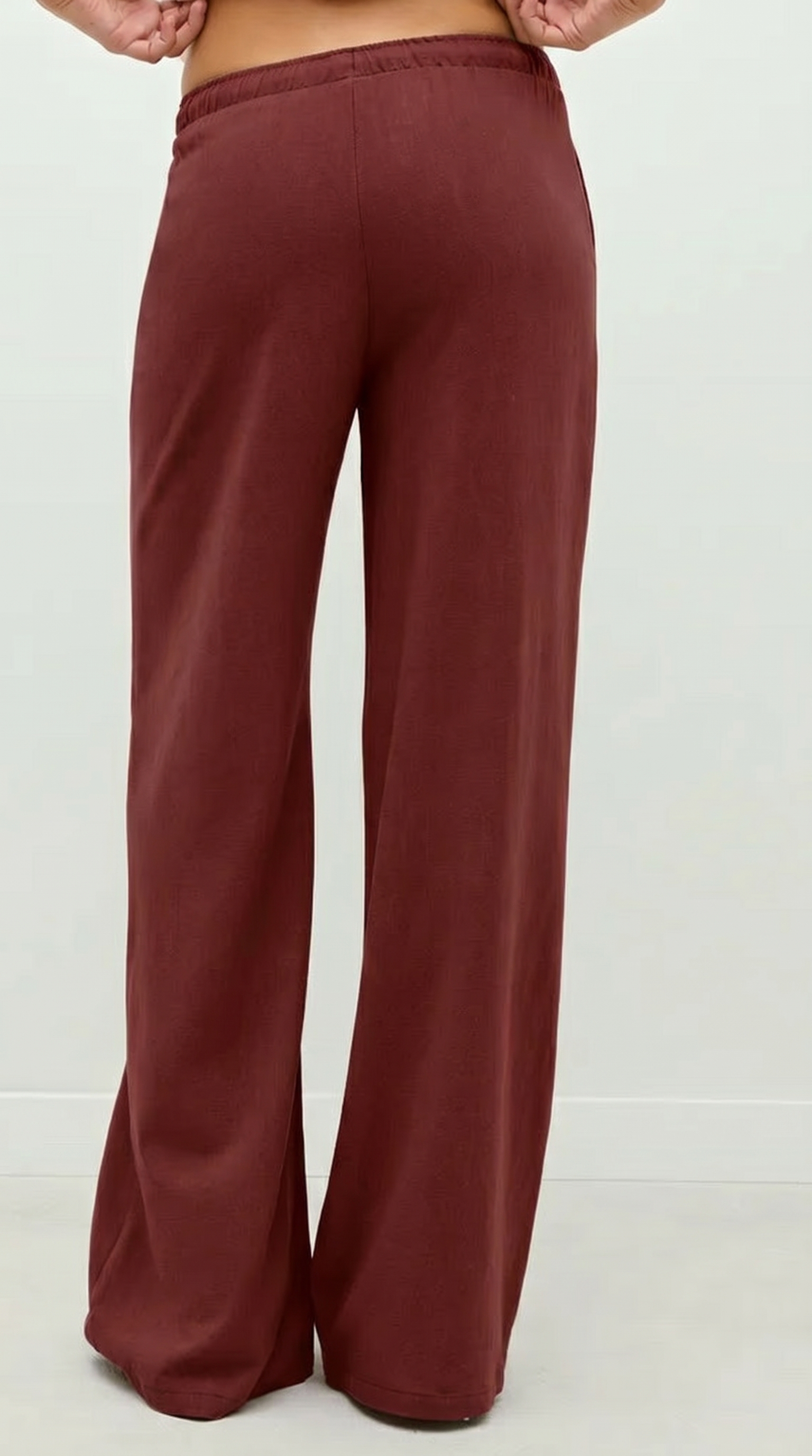 Straight-Leg Orange Red Linen Pant