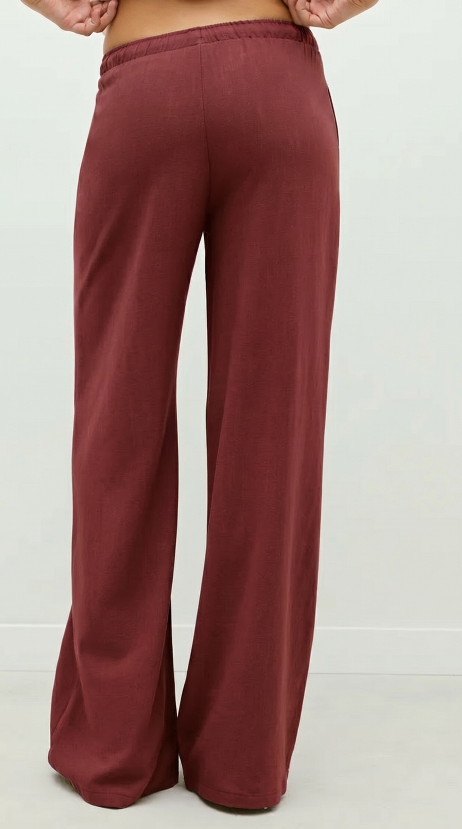 Straight-Leg Orange Red Linen Pant
