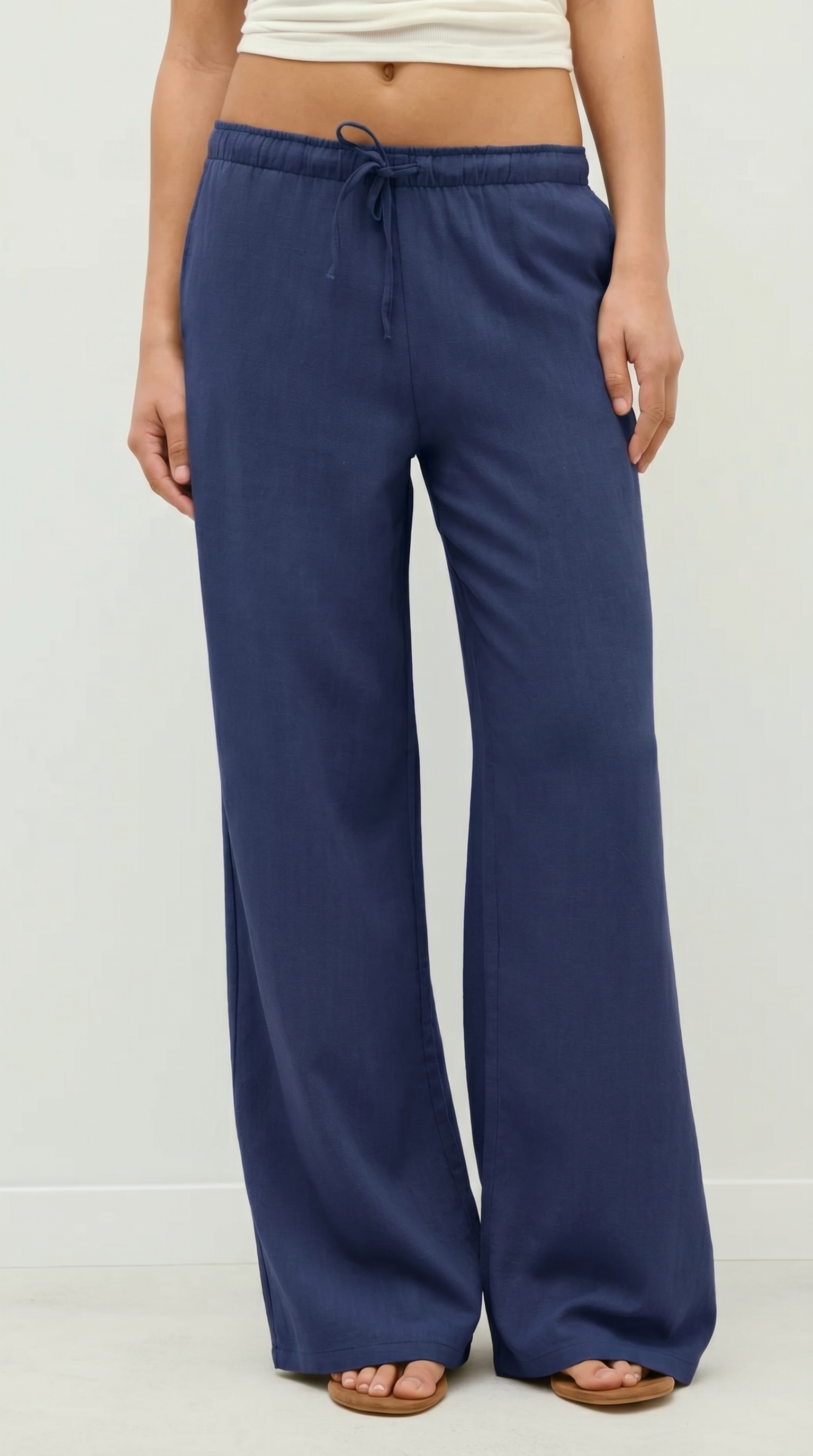 Straight-Leg Indigo Linen Pant