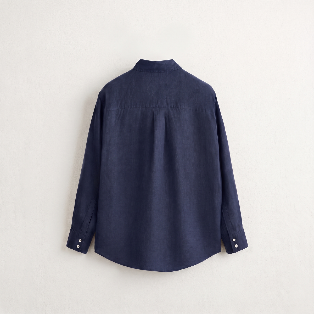 Women's blue oversized linen shirt with button front and dropped shoulders by STATE OF HER